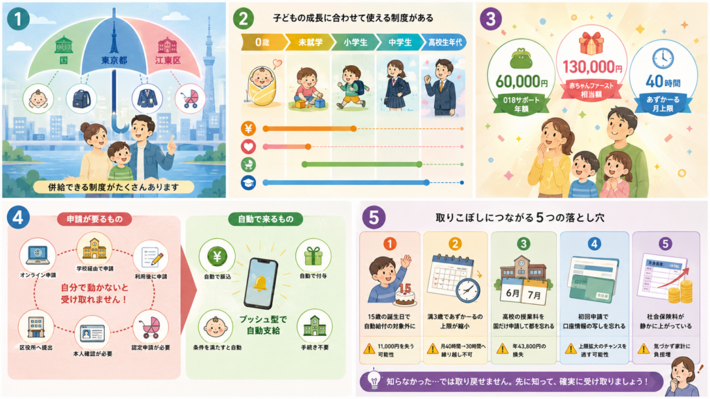 申請が要るもの・自動で来るものを整理した図解