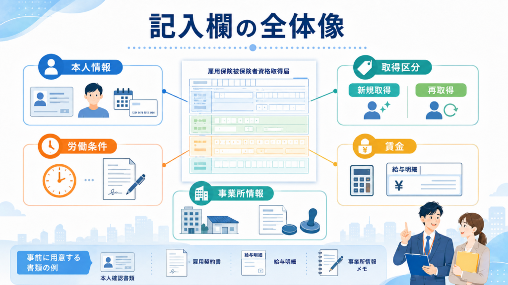 資格取得届で埋める欄の全体像を整理した図解