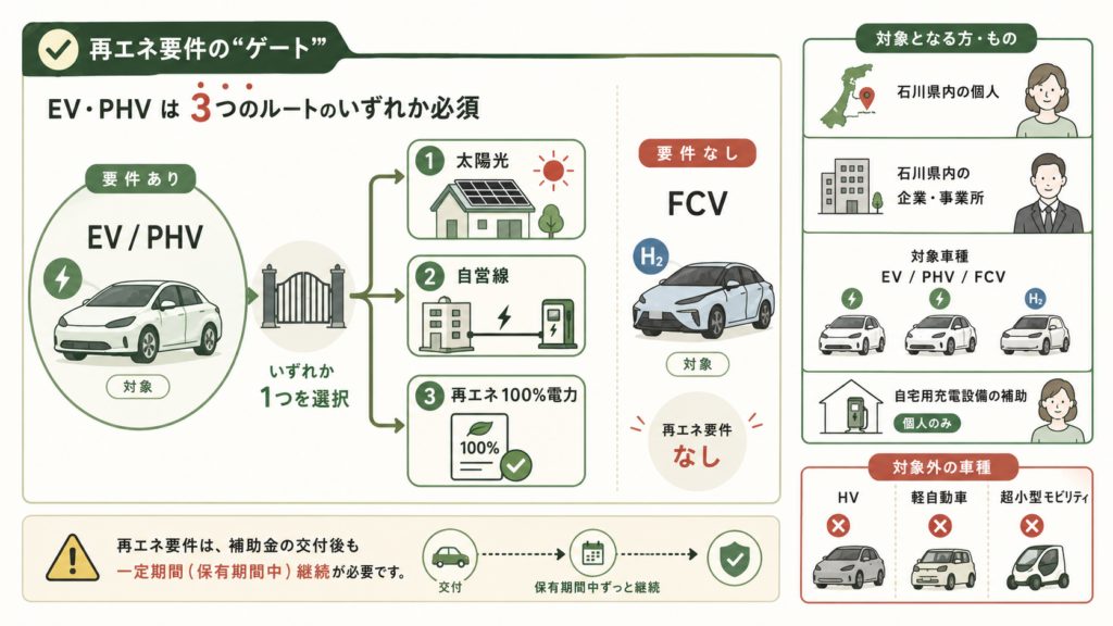 石川県のEV補助金はいくら？令和8年度は15万円・FCVは30万円を整理した図解
