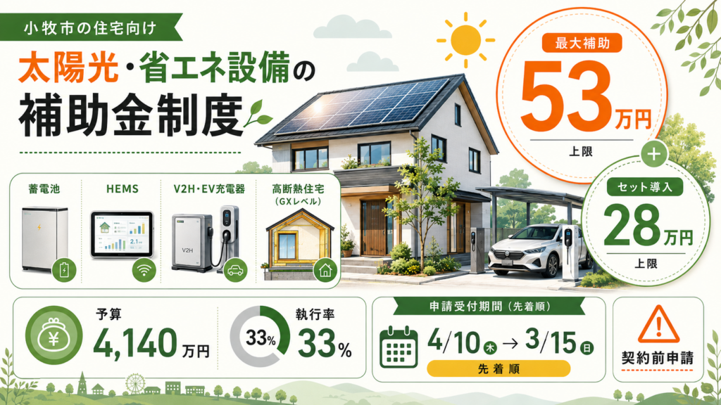 小牧市 太陽光・蓄電池補助金の先に押さえる5つの要点を整理した図解