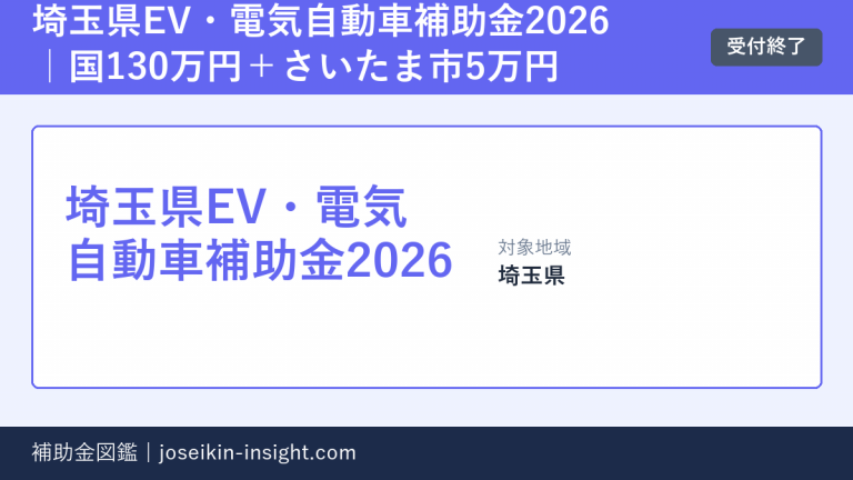 埼玉県EV・電気自動車補助金2026｜国130万円＋さいたま市5万円の概要画像