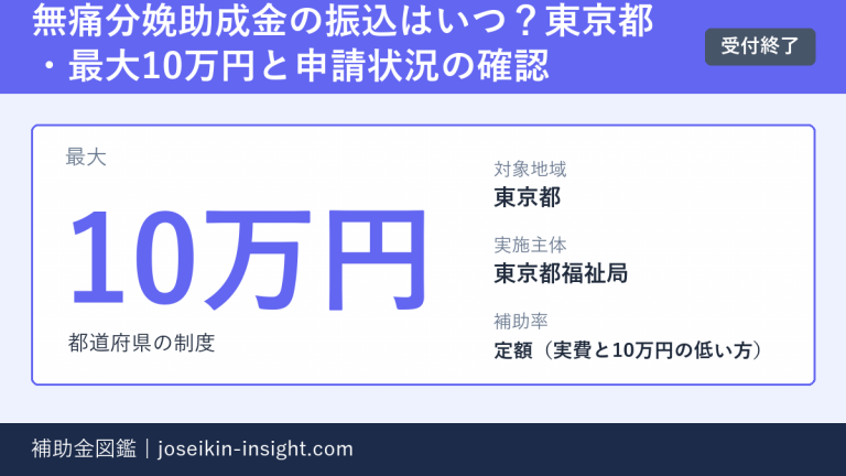 無痛分娩助成金の振込はいつ?東京都・最大10万円と申請状況の確認の概要画像