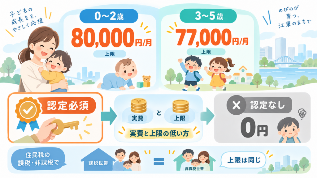 図解：江東区の認証保育所は、いくら助成される？