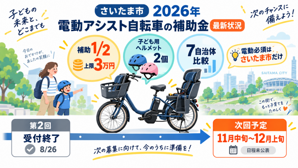 図解：さいたま市の電動自転車補助金、次回はいつ申し込める？