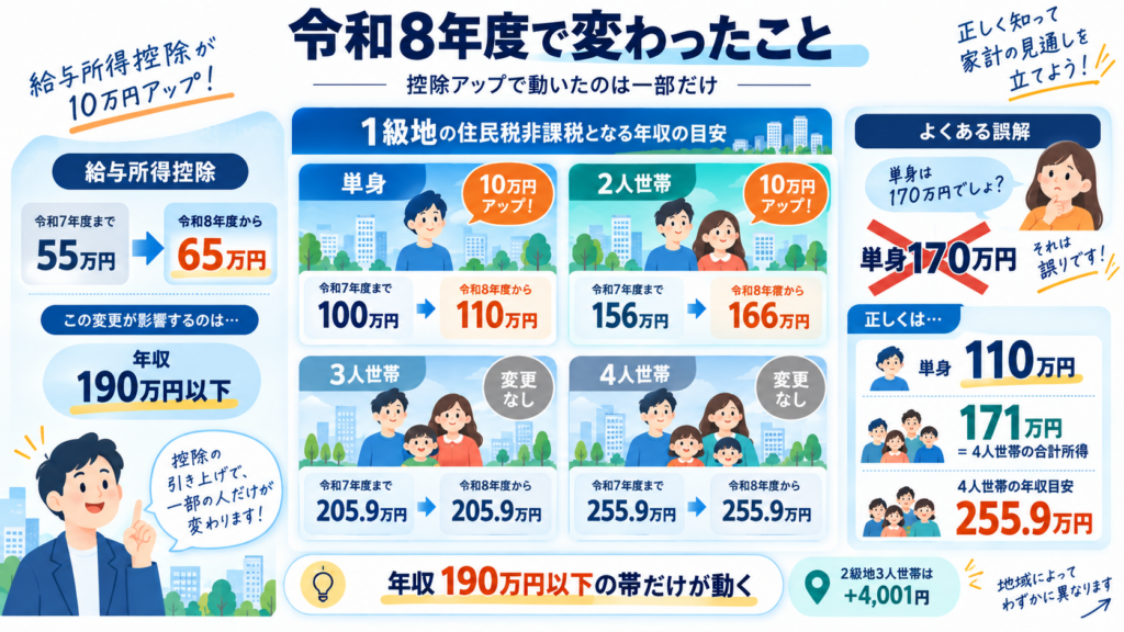 非課税かどうかと合わせて確認したい制度を整理した図解