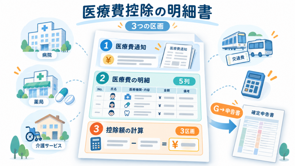 図解：医療費控除の明細書に領収書は提出しなくていいの？