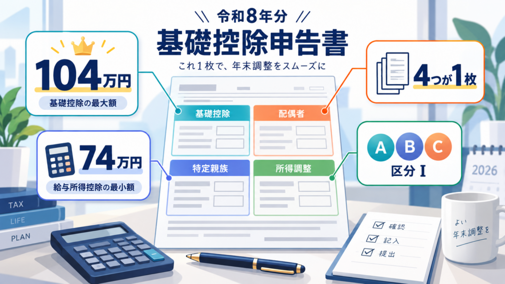 4つの申告書の欄ごとの記入例を整理した図解