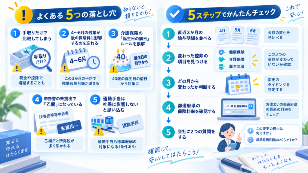 給与明細について読者からよく届く質問を整理した図解