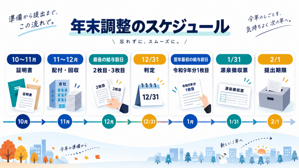 年末調整の申告書はどれを出す?2026の提出までの流れを整理した図解