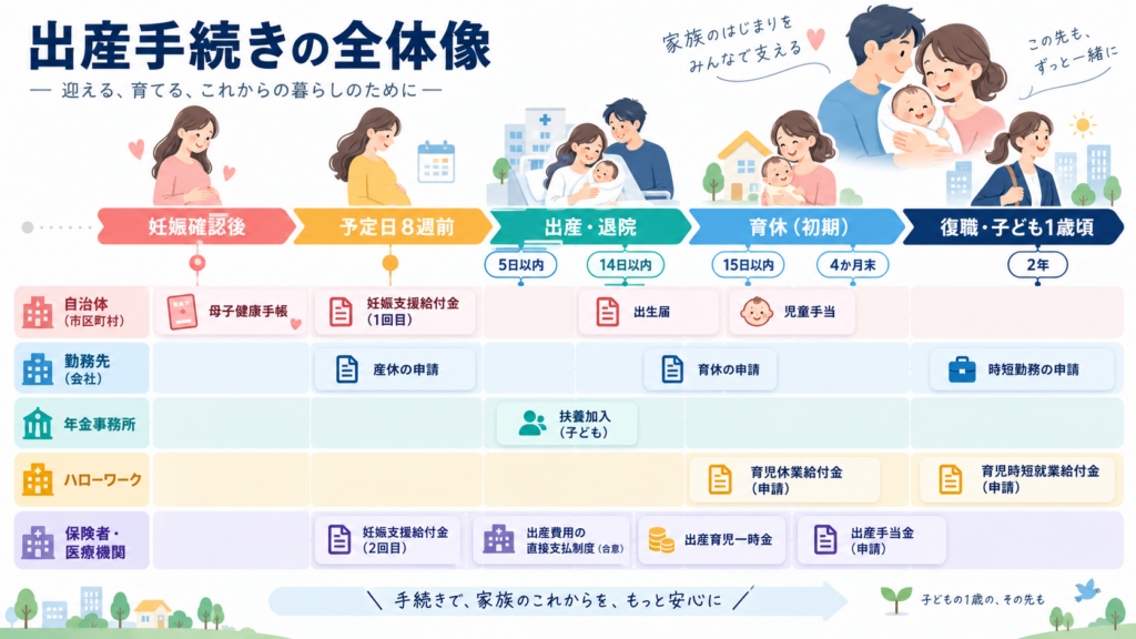 図解：出産の手続きで迷うのは、金額ではなく順番です
