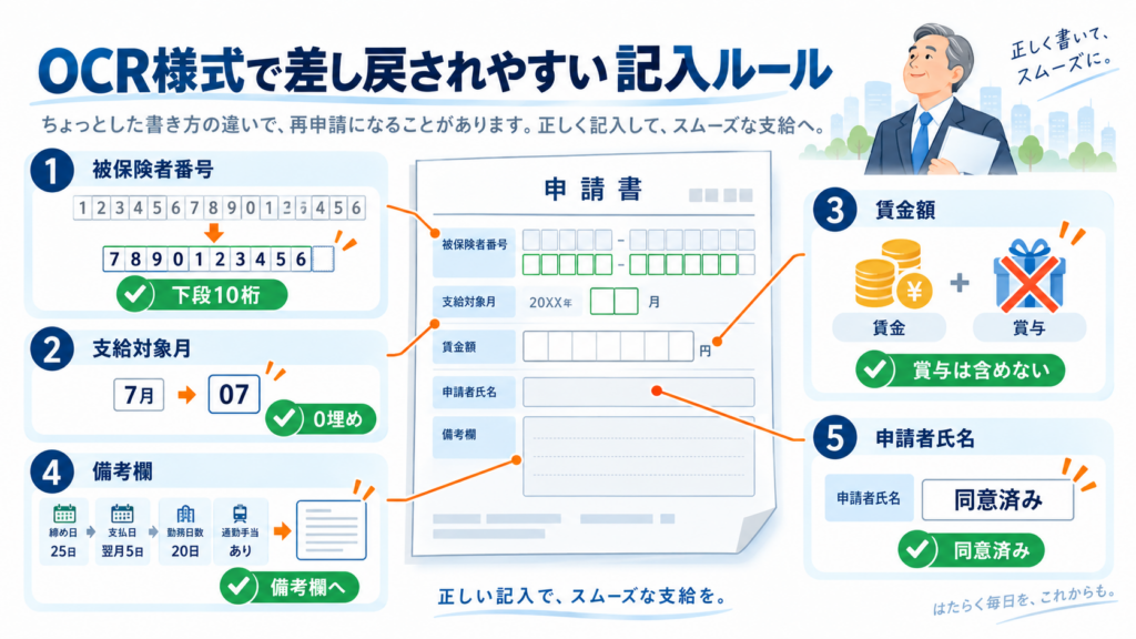初回様式のどこに何を書くか｜欄別記入例を整理した図解