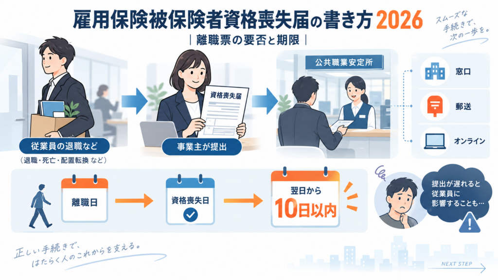 図解：雇用保険被保険者資格喪失届とは？いつまでに誰が出す？
