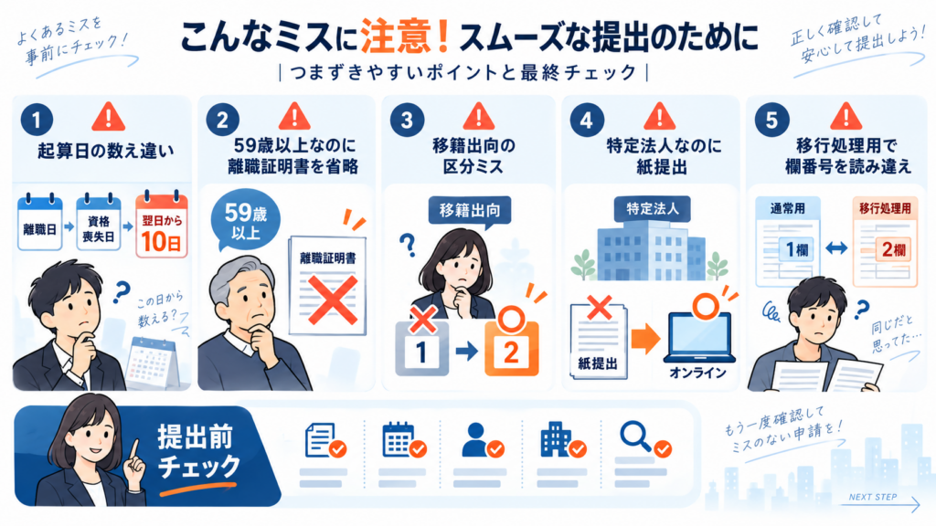 雇用保険被保険者資格喪失届の書き方2026の提出前チェックを整理した図解