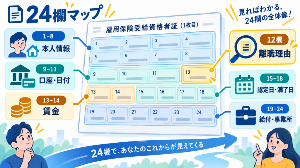 雇用保険受給資格者証の見方2026の手続きの流れを整理した図解