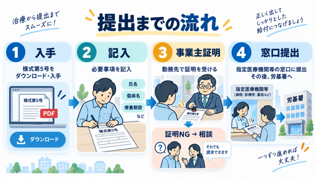 労災 様式第5号の書き方2026の提出までの流れを整理した図解