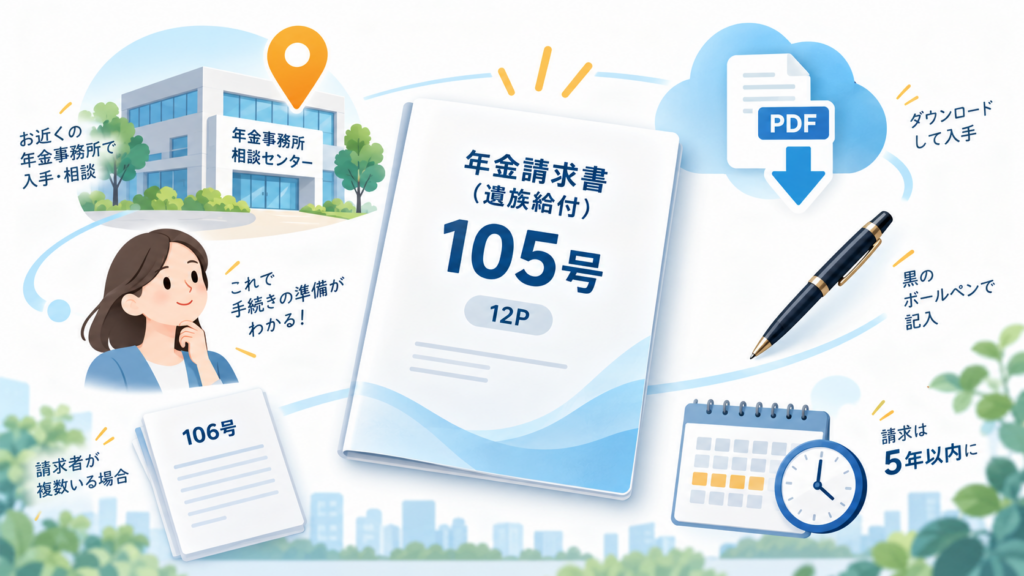 図解：遺族年金の請求書（様式第105号）はどこでもらえる？