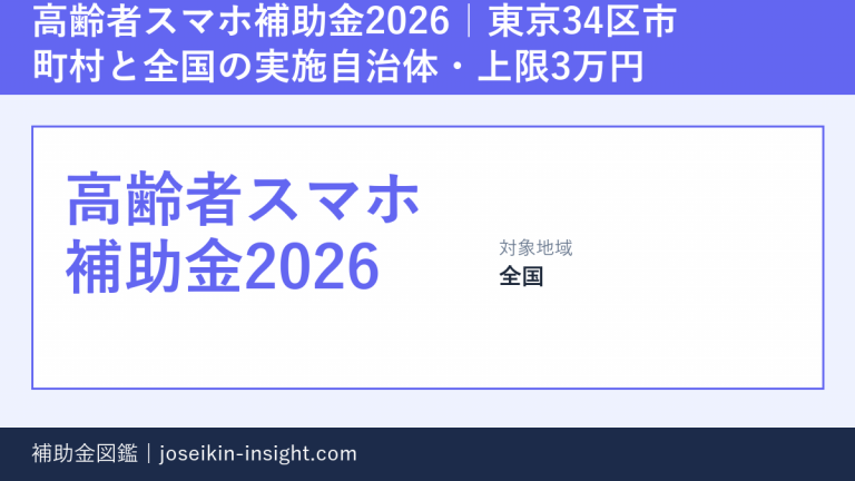 高齢者スマホ補助金2026｜東京34区市町村と全国の実施自治体・上限3万円の概要画像