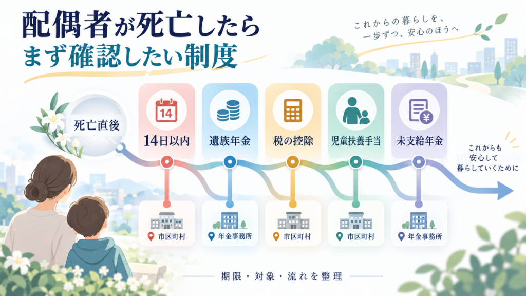図解：配偶者が死亡したら使える制度は？