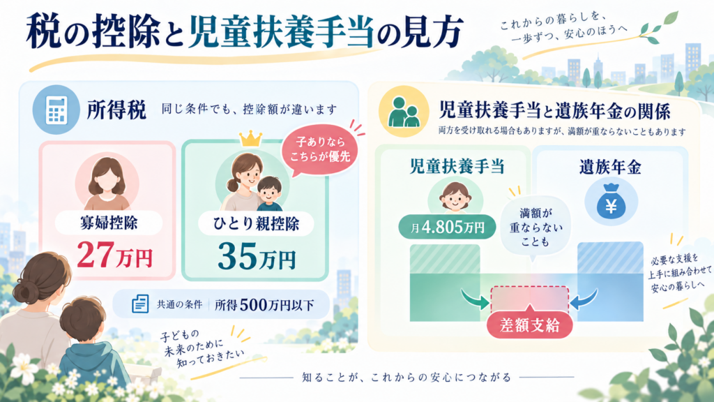 税金はどうなる?寡婦控除とひとり親控除の違いを整理した図解