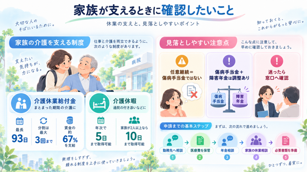 がんと診断されたら使える制度まとめの手続きの流れを整理した図解