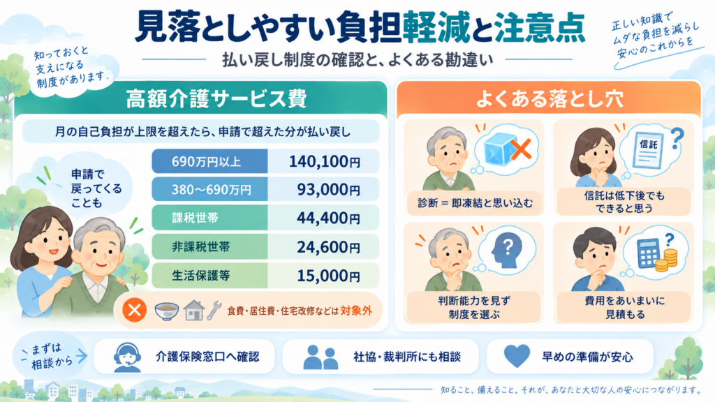 認知症のお金の管理でよくある落とし穴を整理した図解